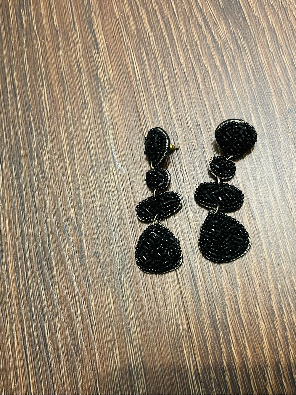 Black Beaded Drop Earrings